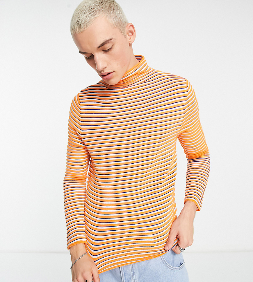 COLLUSION knitted multicolored stripe sweater in orange
