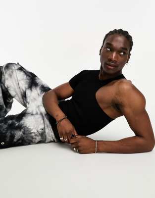 Collusion Knitted One Shoulder Top In Black