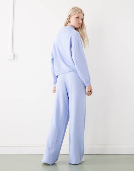 COLLUSION knitted oversized jogger co-ord in soft blue, 4 of 5