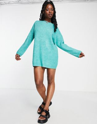 COLLUSION knitted oversized jumper dress in green