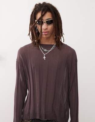 Collusion COLLUSION knitted oversized jumper in brown-Neutral