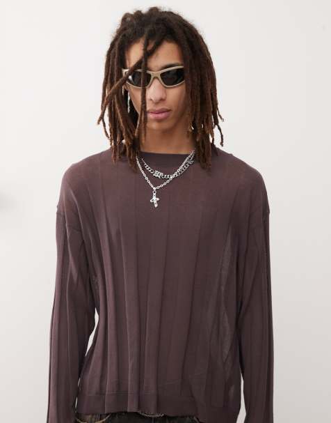 COLLUSION knitted oversized jumper in brown - view 1