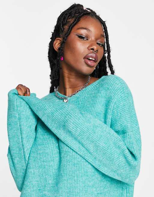 COLLUSION knitted oversized sweater dress in green ASOS