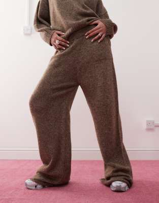 COLLUSION knitted oversized trackies in brown (part of a set)