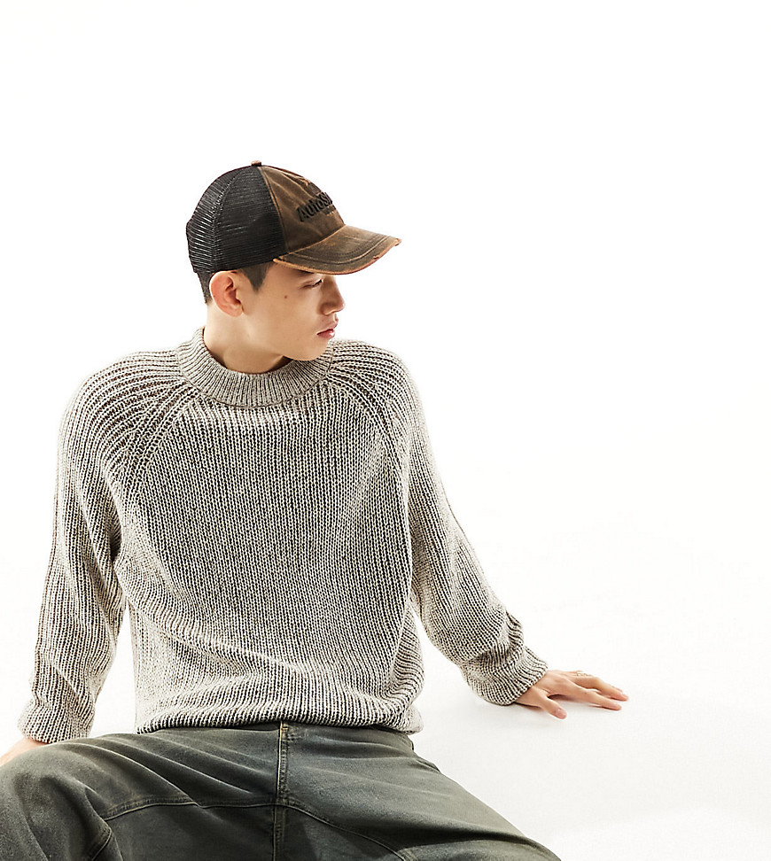 COLLUSION knitted plated crew neck jumper in stone-Neutral