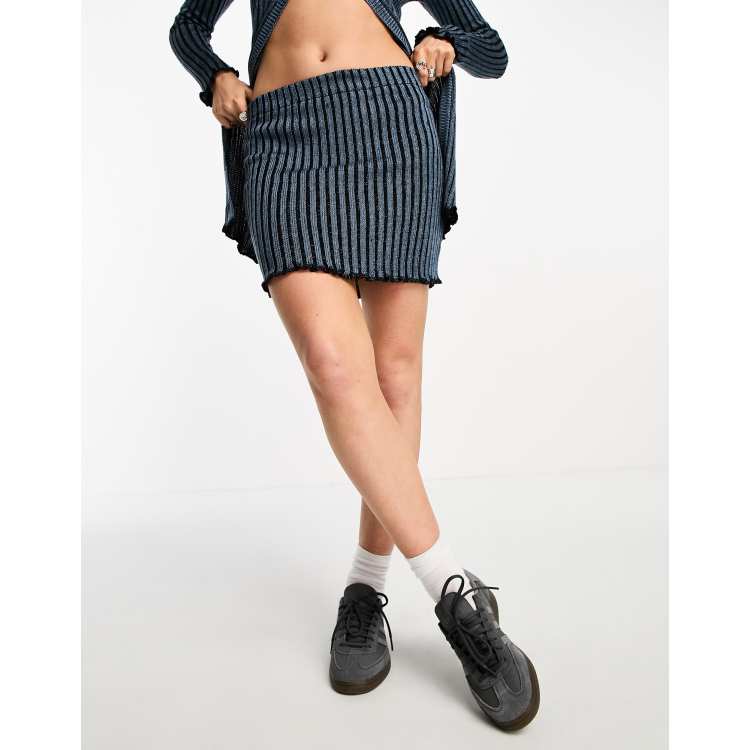 mini skirt plated  COLLUSION knitted plated mini skirt in blue - part of a set | ASOS