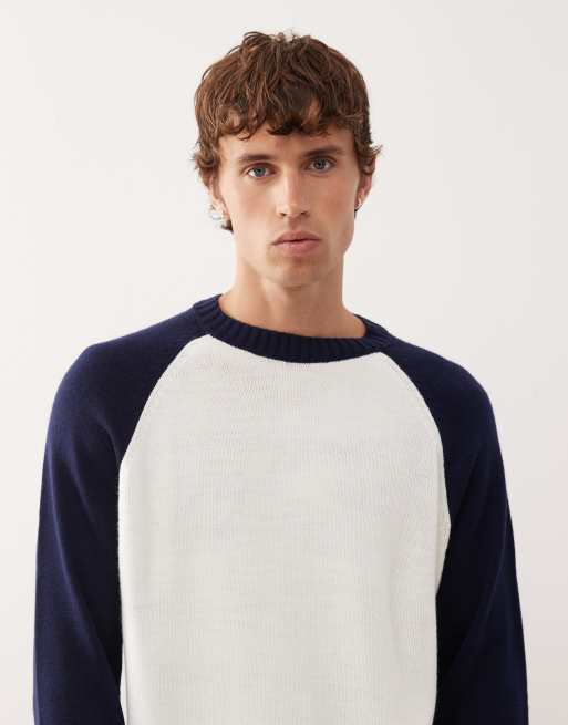 COLLUSION knitted raglan with navy sleeves | ASOS