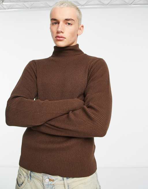 Mens ribbed polo neck on sale jumpers