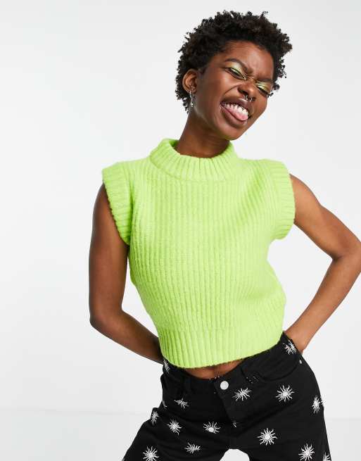 Lime green outlet ribbed turtleneck