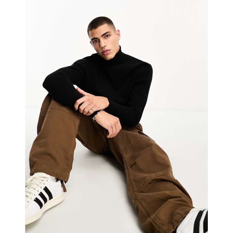 COLLUSION knitted roll neck jumper in black | ASOS