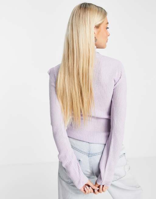 COLLUSION knitted roll neck jumper in lilac