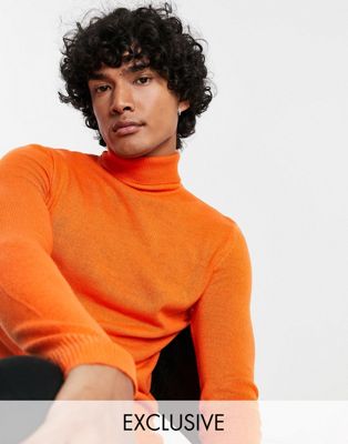 COLLUSION knitted roll neck jumper in orange