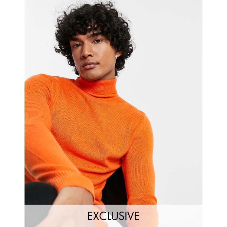 COLLUSION knitted roll neck jumper in orange ASOS