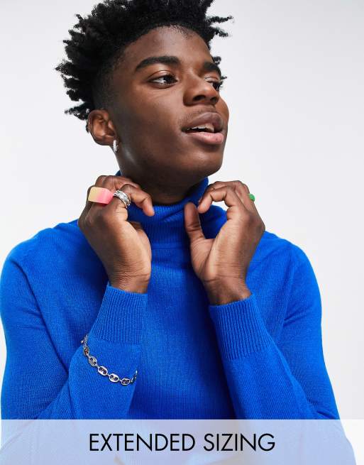 COLLUSION knitted roll neck sweater in blue