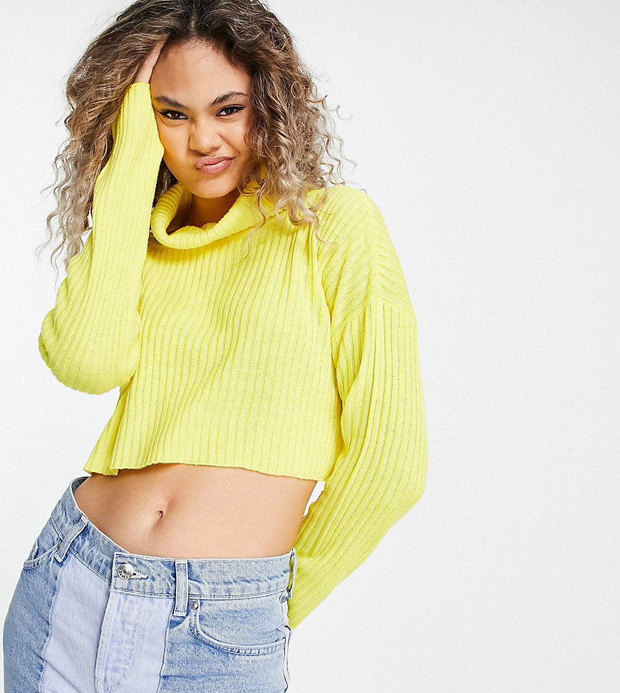 COLLUSION knitted roll neck sweater in yellow