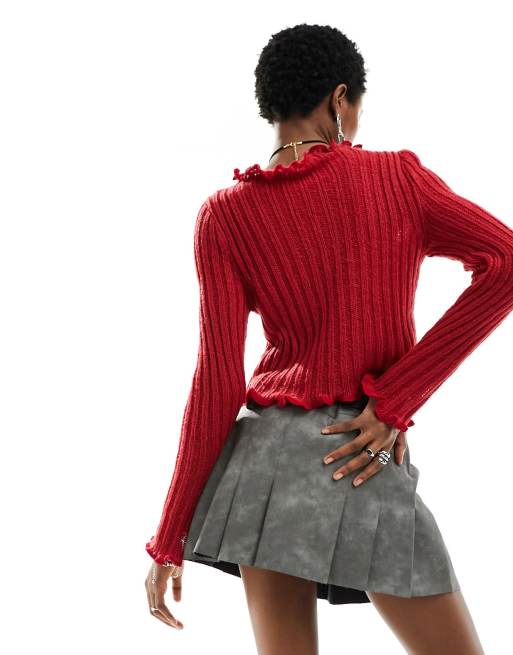 Red slash 2025 neck jumper