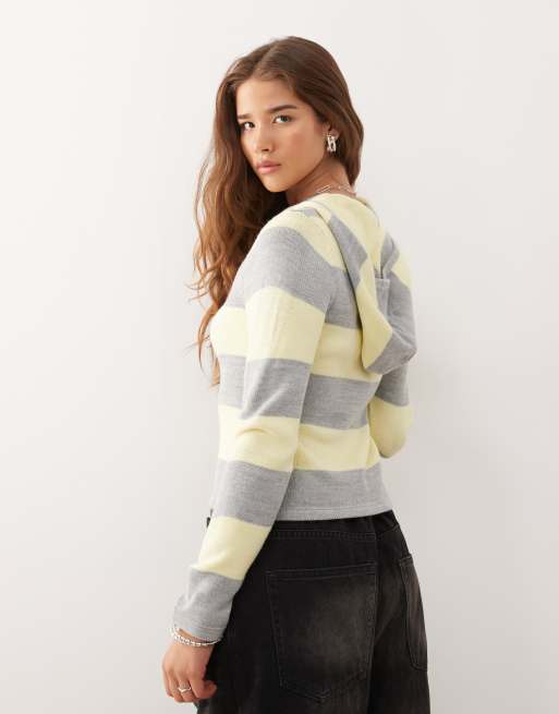 COLLUSION knitted stripe shrunken hoodie, 4 of 4