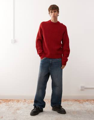 Collusion Knitted Sweat Red In Red