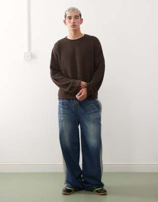 Collusion Knitted Sweater In Brown