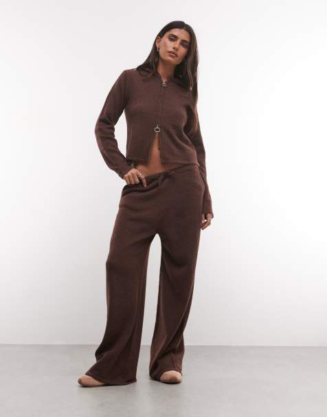 COLLUSION knitted sweatpants in chocolate - view 1
