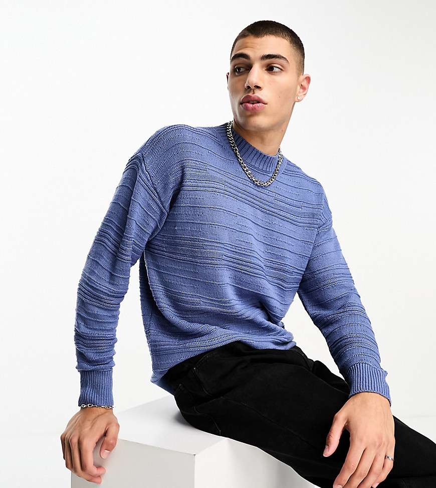 COLLUSION knitted textured crewneck jumper in light blue