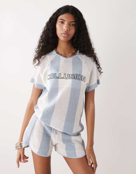 COLLUSION knitted textured footie top in grey - view 1