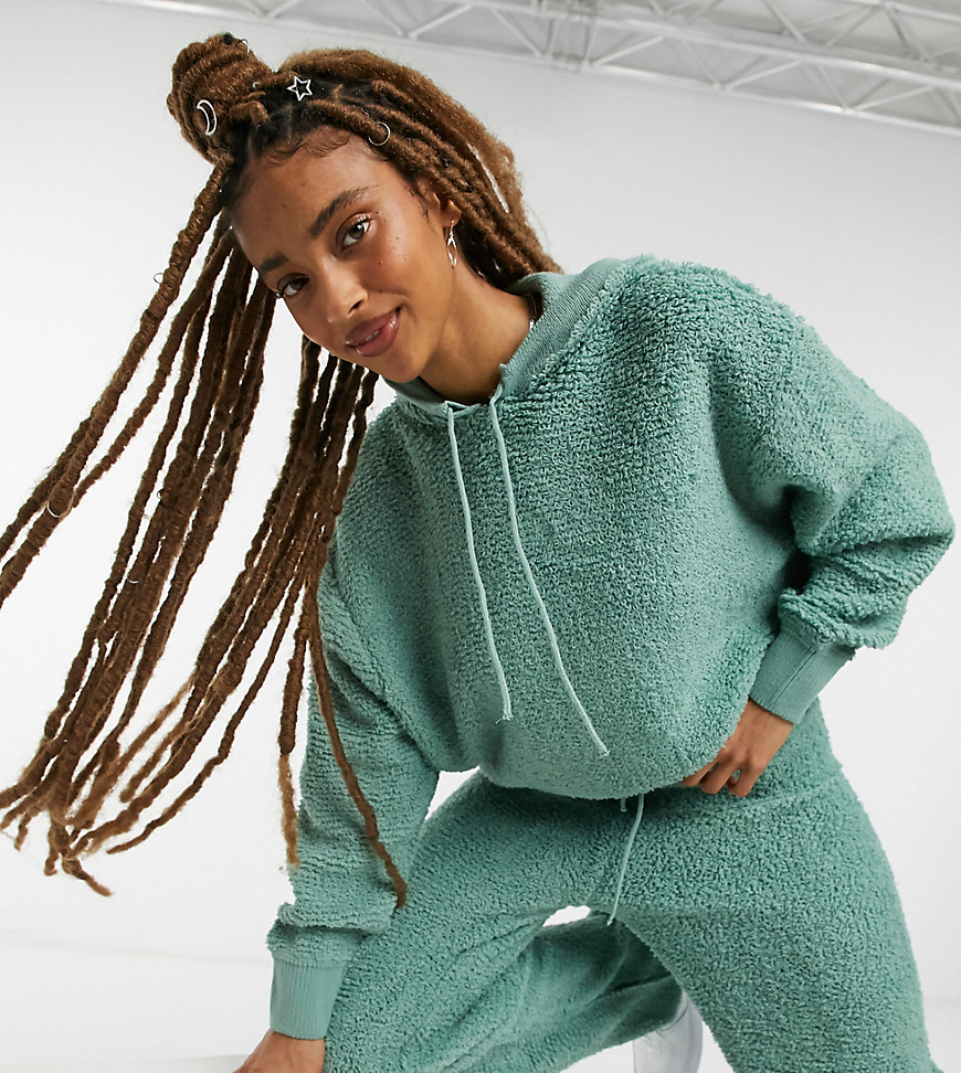 COLLUSION knitted textured hoodie in sage green