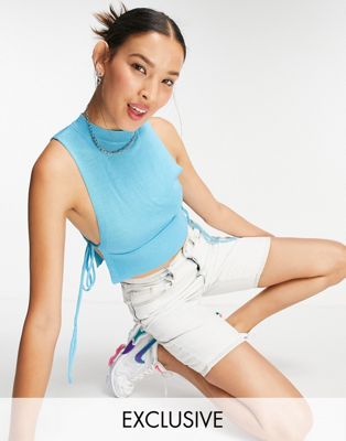 COLLUSION knitted tie side cropped vest in blue - ASOS Price Checker
