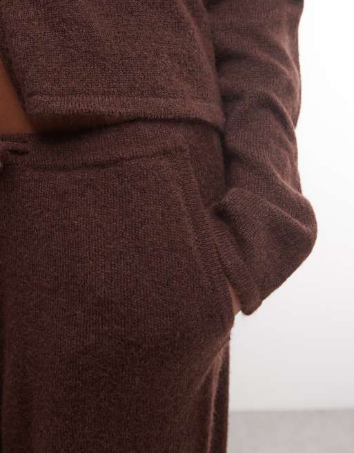 COLLUSION knitted trackies in chocolate, 5 of 5