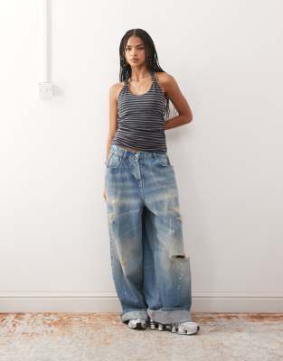 Collusion Knot Detail Halter Top In Blue