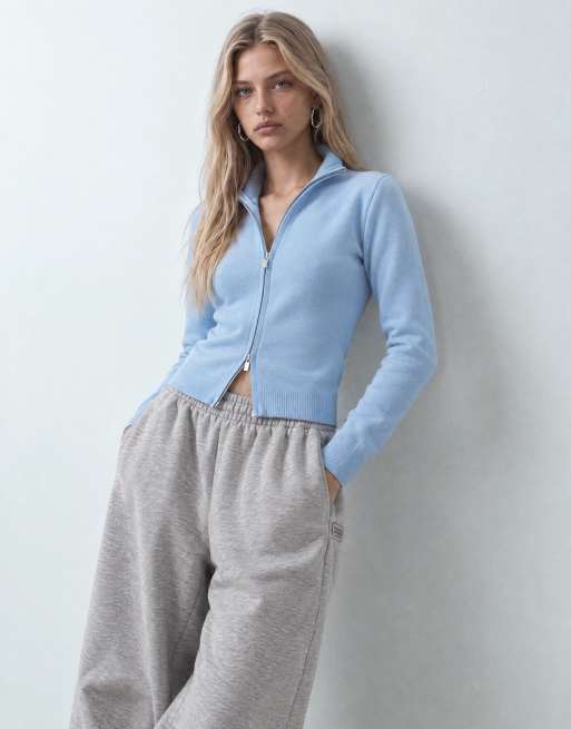 COLLUSION kompakte Strickjacke mit Reißverschluss in Blau, 9 von 10