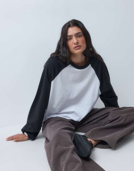COLLUSION kontrast-raglan boxy top, 4 af 5