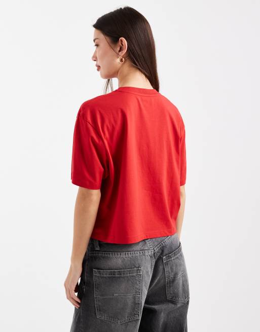 COLLUSION - Kortærmet kirsebærrød T-shirt med firkantet pasform, 2 af 4