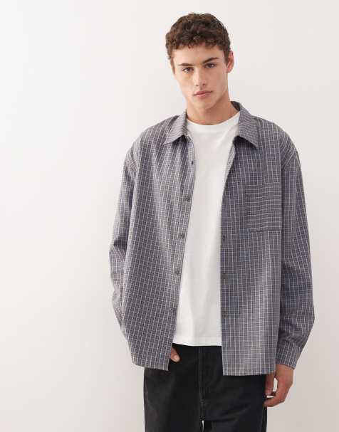COLLUSION oversized long sleeve shirt in blue check