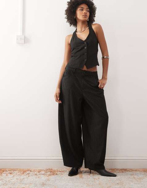 COLLUSION – Kritstrecksrandiga byxor i 90-talsstil med extra stora ballongben - view 1