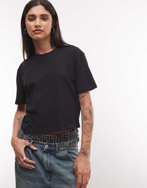 COLLUSION – Kurzärmliges, kastenförmiges T-Shirt in Schwarz - view 1