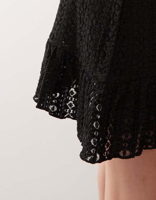COLLUSION lace asymmetric mini skirt in black, 3 of 5