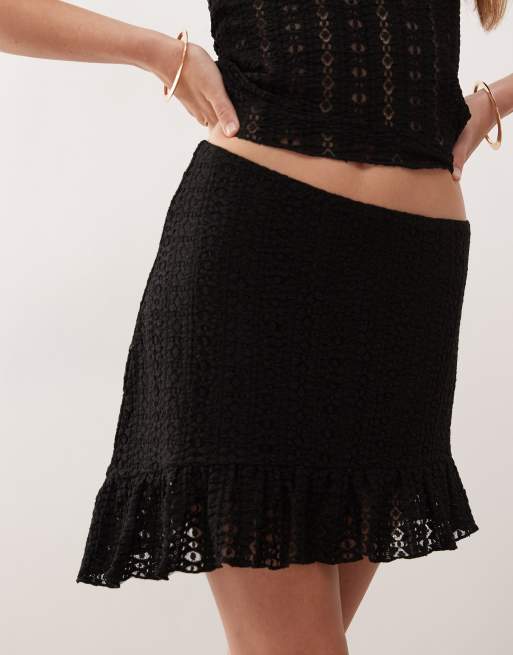 COLLUSION lace asymmetric mini skirt in black, 5 of 5