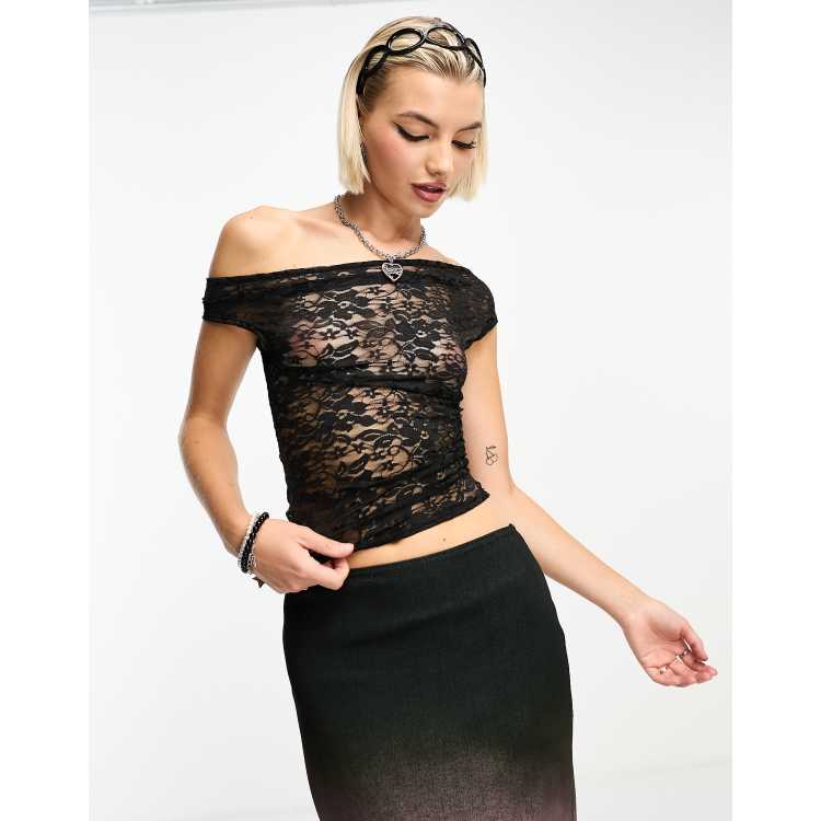 COLLUSION lace asymmetric top in black | ASOS