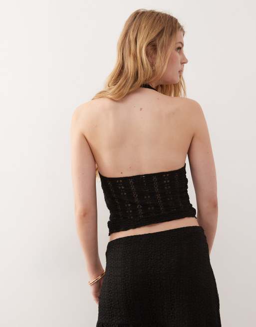 COLLUSION lace halter top in black, 3 of 4