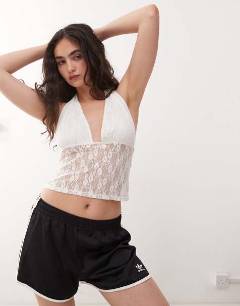 COLLUSION lace halter top in white - view 1