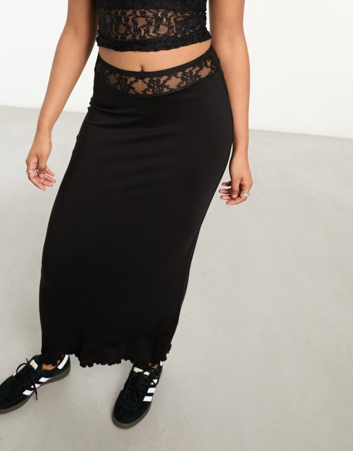 COLLUSION straight leg pants skirt in black