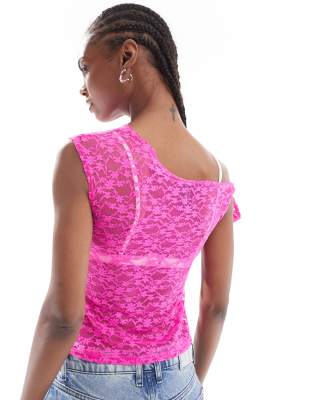 pink shirt with lace