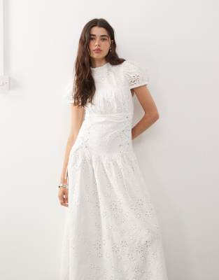Collusion Lace Up Sides Eyelet Midaxi Dress