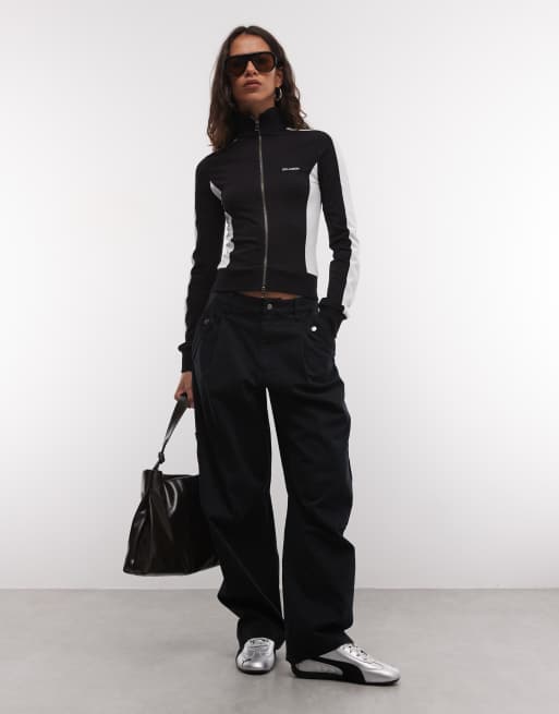 COLLUSION Langarm-Tracktop in Schwarz, 2 von 4