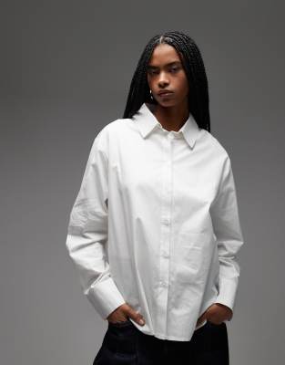COLLUSION - Langärmlige Oversize-Hemdbluse in Weiß