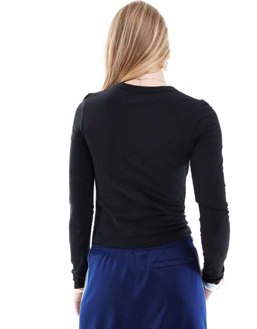 COLLUSION – Langärmliges, figurbetontes T-Shirt in Schwarz, 2 von 4