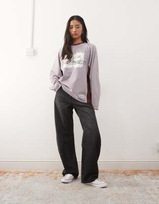 COLLUSION - Langärmliges Fußball-T-Shirt mit aufgedruckter Nummer-Lila