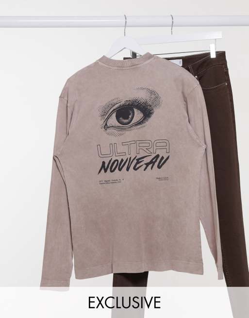 COLLUSION – Langärmliges Shirt in Batikoptik mit Augen-Print