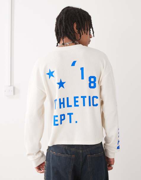 COLLUSION – Langärmliges Skater Fit Shirt in Weiß mit Athletic-Print - view 1